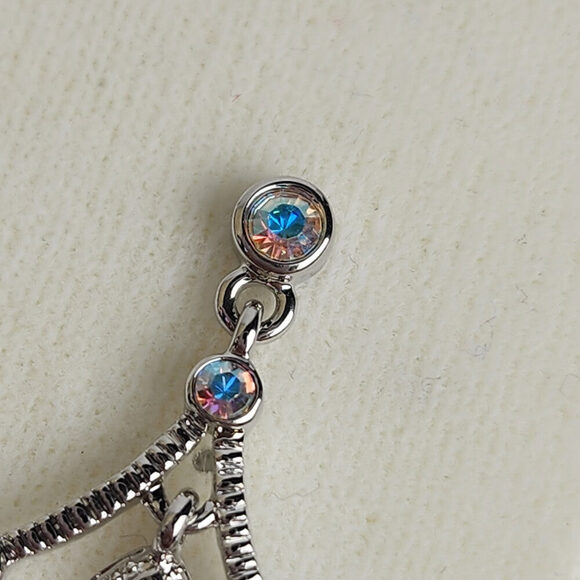 FAC Silver Pacifico AB Crystal Fresh Water Pearl Beaded Chandelier Necklace Set - Picture 11 of 15